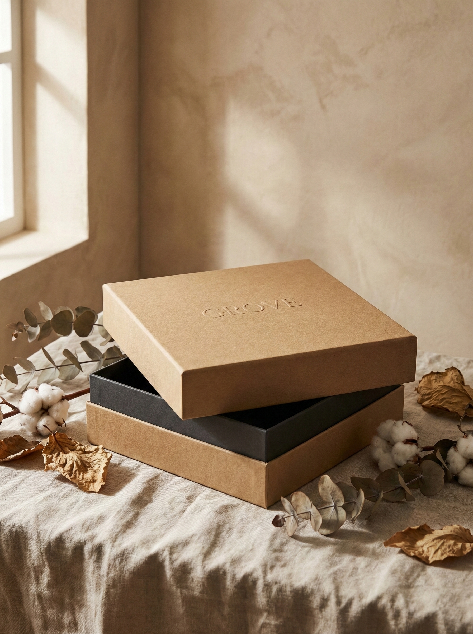 ARDEN forest green rigid gift box with magnetic closure — premium packaging