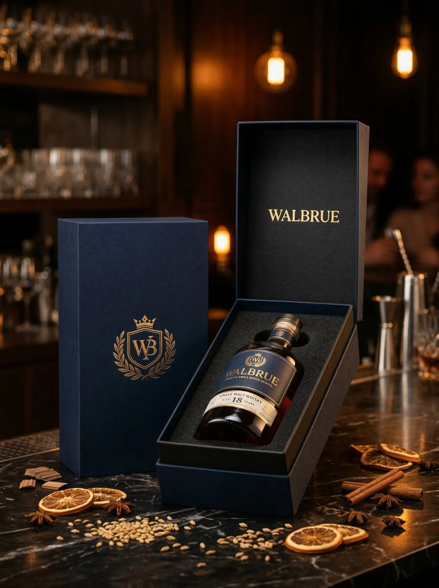 WALBRUE navy spirits gift box